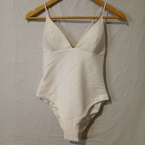 H&M Swimsuit One Piece Size 10 White Ribbed Material NWT!
